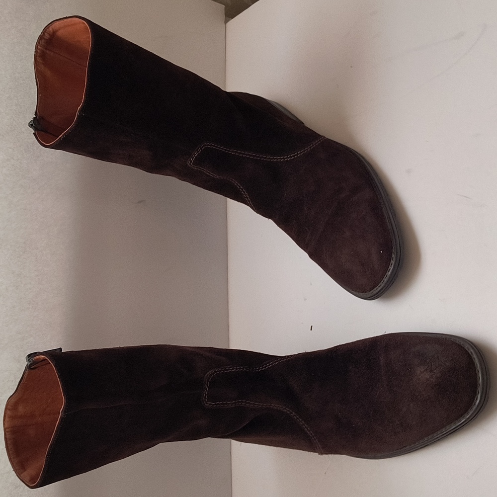J. Crew flat brown suede leather short boots-sz 9